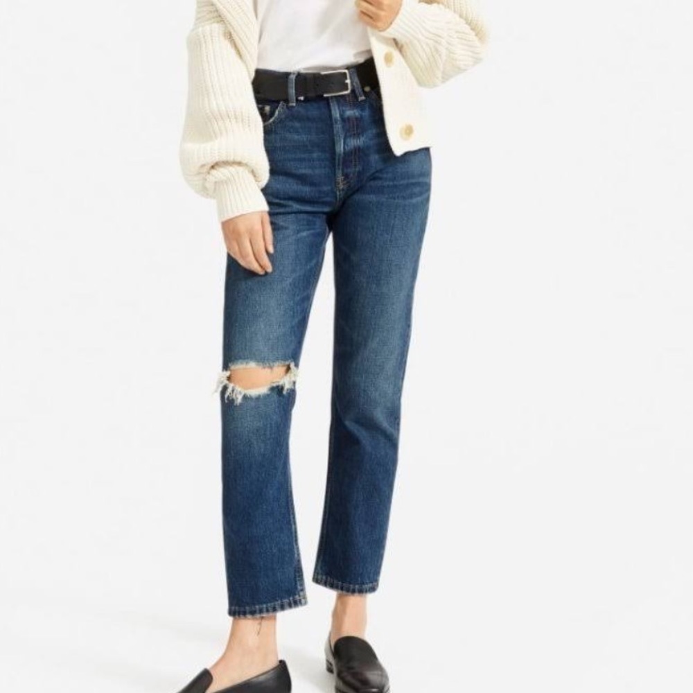 Everlane The Cheeky Raw Hem Distressed Crop Jean Size 28